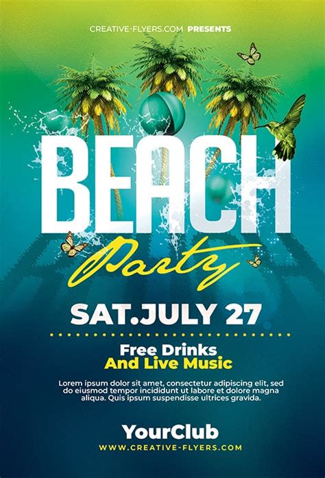 Beach Party Flyer Photoshop - PSD Template - Creative Flyers