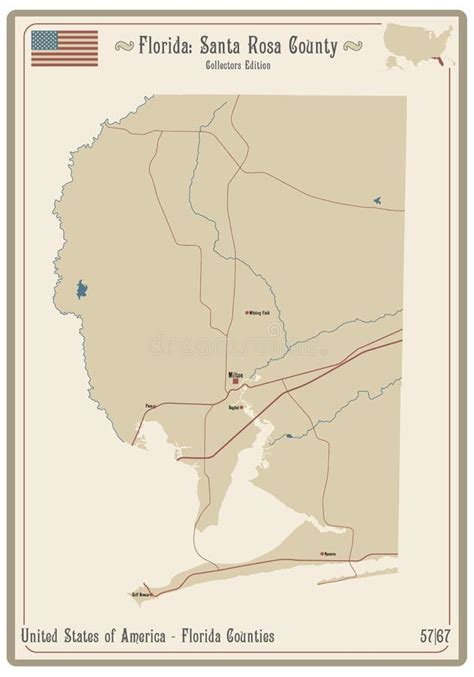 Map of Santa Rosa County in Florida Stock Vector - Illustration of ...