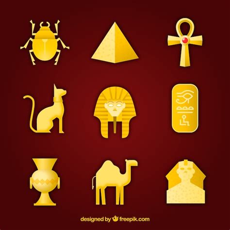 Free Vector | Egyptian gods and symbols collection with flat design