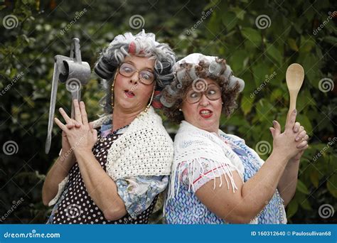 Two funny old Women stock photo. Image of hold, weapon - 160312640