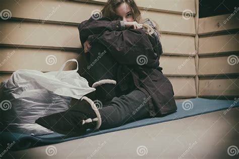 Homeless Young Teen Taking Shelter Stock Photo - Image of taking, pretty: 100898766