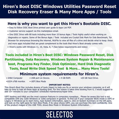 Hiren's Boot DISC Windows Utilities Password Reset Disk Recovery Eraser & Many More Apps Tools ...