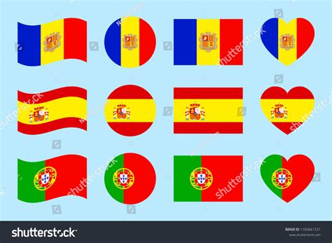 Iberian Peninsula States Flags Vector Illustration Stock Vector ...