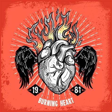 Burning heart tattoo | Free Vector