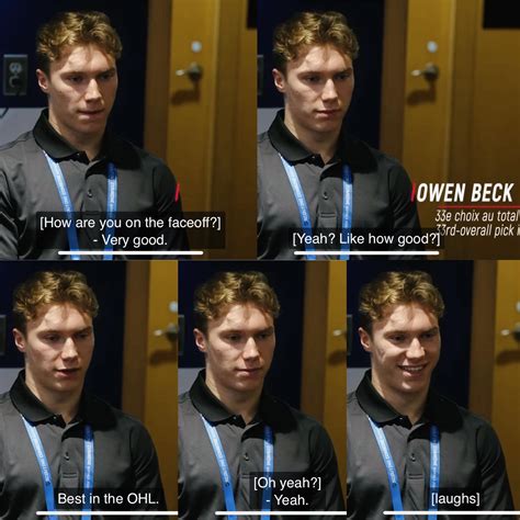 Owen Beck is just brimming with quiet confidence : r/Habs