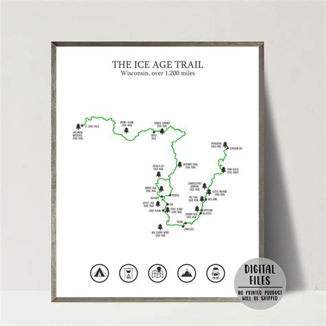 Ice Age Trail Map | Ice Age Hiking Trail Map Print | Gift For Hiker – Nomadic Spices