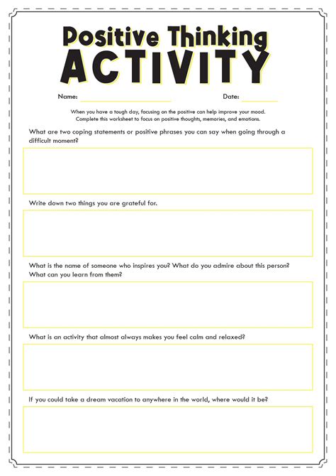 15 Positive Thinking Worksheets Printable | Self esteem activities, Coping skills activities ...