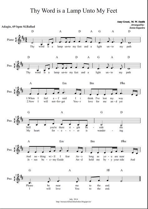 A Mosaic Of Church Melodies: Thy word is a lamp unto my feet