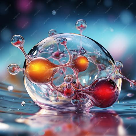 Premium AI Image | liquid bubbles molecules structure antioxidant of liquid bubble