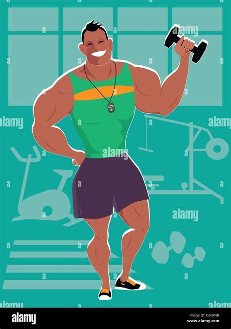 Personal trainer in a gym, vector cartoon Stock Vector Image & Art - Alamy