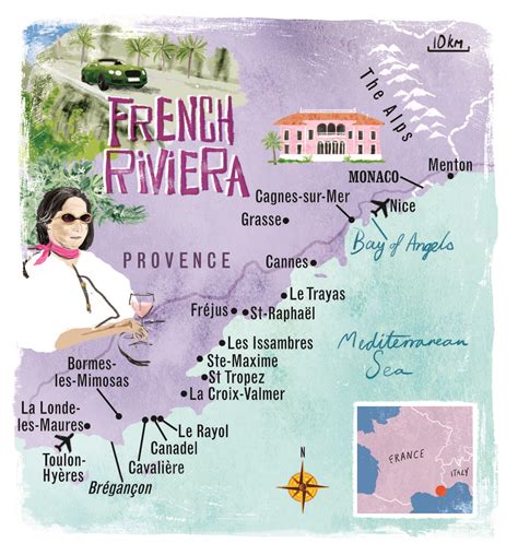 The French Riviera map by Scott Jessop. October 2013 issue | Visit ...