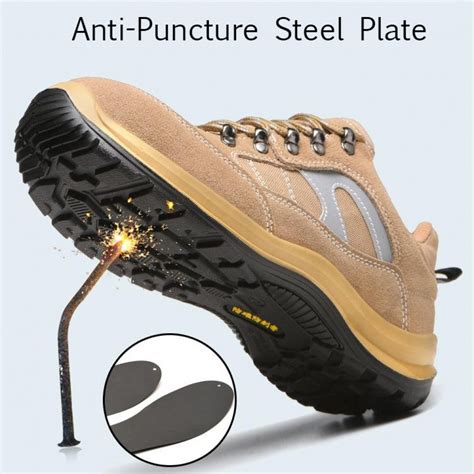 Suede Indestructible Shoes Breathable Puncture Proof Steel Toe Work ...