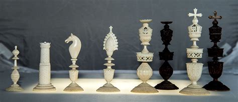 Vizagapatam Ivory Chess Set. Antique