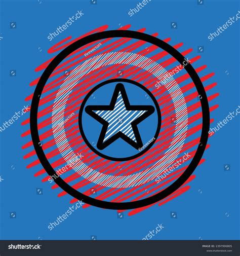 Captain America Shield Line Art Vector Stock Vector (Royalty Free ...