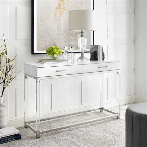 Inspired Home Alena Console Table 2 Drawers High Gloss Acrylic Legs ...