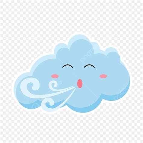 Cute Dibujos Animados Nubes Azules Soplando Aire Acondicionado PNG ...