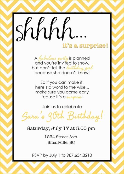 Free Printable Surprise Party Invitation Templates Of Wording for Surprise Birthday Party ...