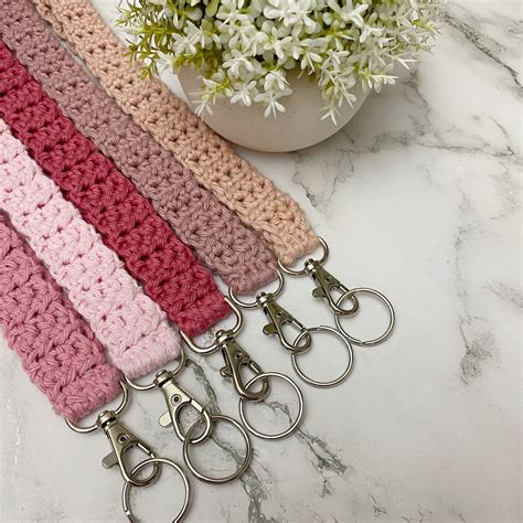 Pink Crochet Lanyard Crochet Lanyard Handmade Cotton - Etsy