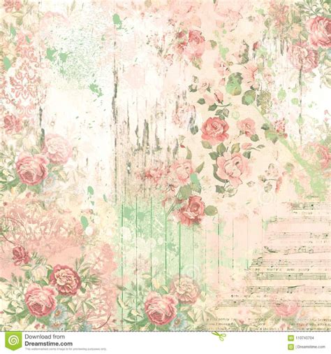 Vintage Collage Background - Scrapbook Paper Design - Mixed Media Stock - Floral And Epheme ...