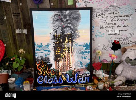 Grenfell Tower, West London. Aftermath of the tragedy. Memorial to Stock Photo, Royalty Free ...