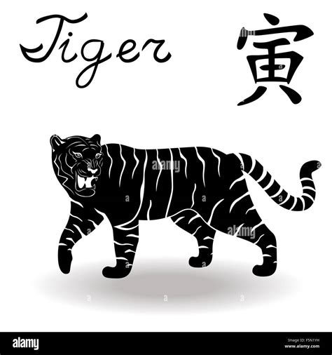 Chinese Zodiac Sign Tiger, Fixed Element Wood, symbol of New Year on Stock Vector Art ...