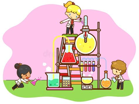 Cartoon Children Are Studying Chemistry Stock Vector - Image: 56333283