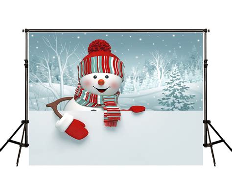 Winter Snowman White Snow Scenery Backdrop for Picture HJ02698 – Dbackdrop