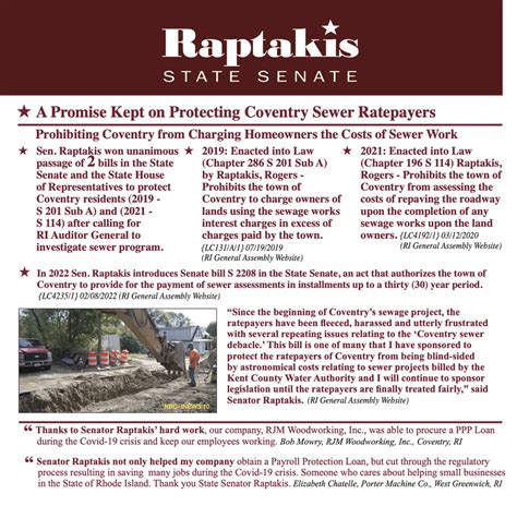 2022 Election Platform - RI STATE SENATOR RAPTAKIS - DISTRICT #33