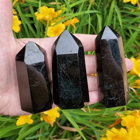 Black Tourmaline Polished Points | Shop Healing Black Tourmaline Crystals & Gemstones | Great Prices