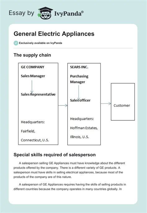 General Electric Appliances - 678 Words | Essay Example