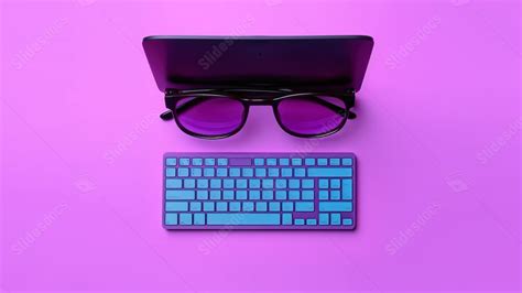 An Anaglyph 3d Glasses Pc Mouse And Laptop On A Purple Minimalistic Top ...