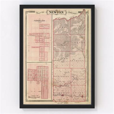 Vintage Map of Newton County, Indiana 1876 by Ted's Vintage Art