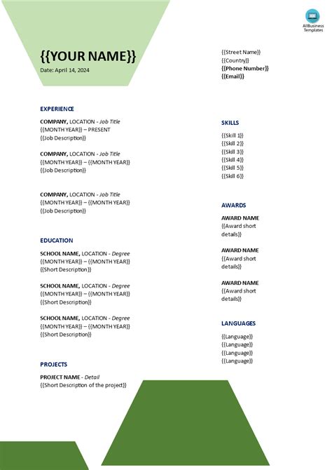 Google Docs Resume Template Gratis