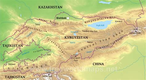 Kyrgyzstan Physical Map