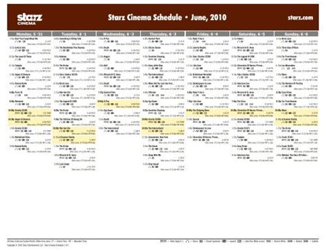 Starz Cinema Schedule - June, 2010