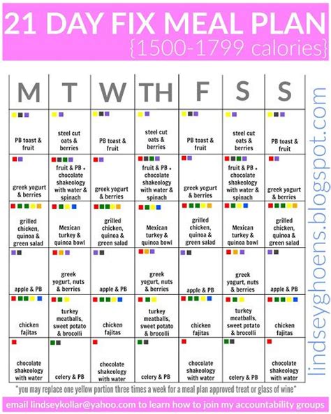 21 Day Fix Meal Plan Printable - Printable Word Searches