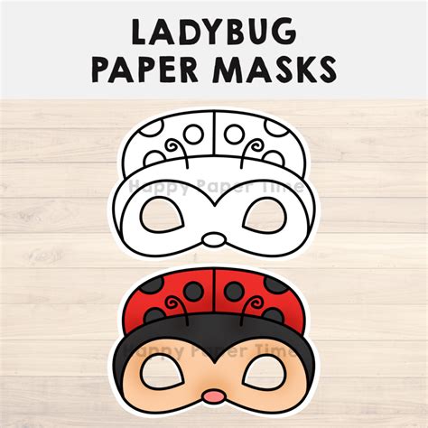 Ladybug Paper Masks Printable Insect Coloring Craft Activity Template ...