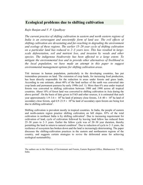 (PDF) Ecological problems due to shifting cultivation