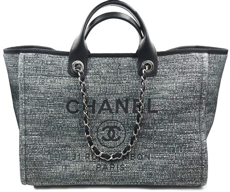 Chanel 18 Brand New Black Deauville Canvas Large Tote Bag - LAR Vintage