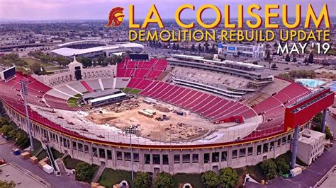 USC LA Coliseum Demolition to Renovation Aerial Update May '19 - YouTube