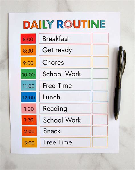 PRINTABLE DAILY ROUTINE | Daily schedule template, Daily routine schedule, Kids schedule