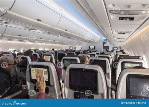 The Airbus A350 interior editorial stock photo. Image of a350 - 98980688