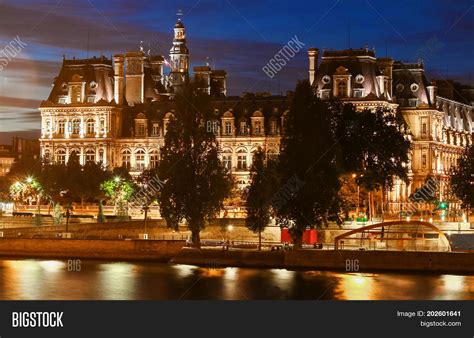 City Hall Paris Night Image & Photo (Free Trial) | Bigstock