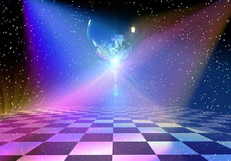 Disco background. Dancing floor with mirror ball. Rendered 3d ...