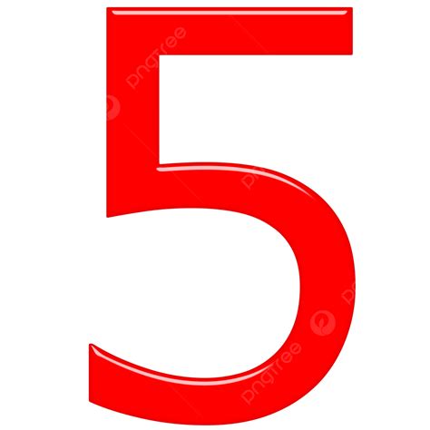 3d Red Number 5 Typography, Icon, Numeral, Reflection PNG Transparent ...