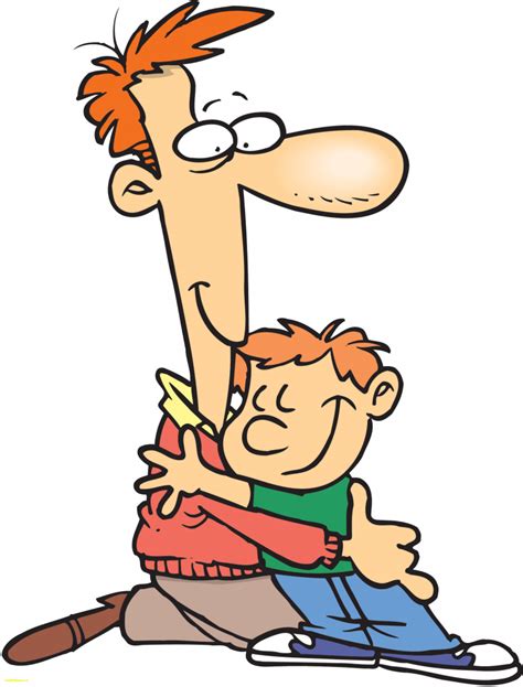 Dad Hugging Son Cartoon Clipart - Full Size Clipart (#3512994) - PinClipart