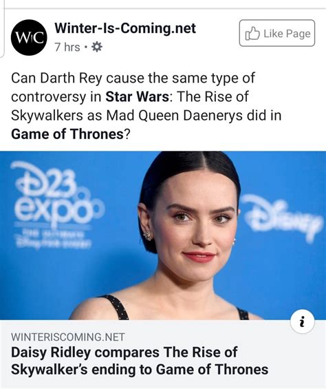 Daisy Ridley must really hate Star Wars. : r/freefolk