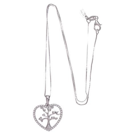 Amen necklace with heart in 925 sterling silver with white | online sales on HOLYART.co.uk