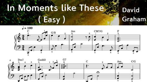 In Moments like These/ Easy Piano Sheet Music / David Graham / by ...