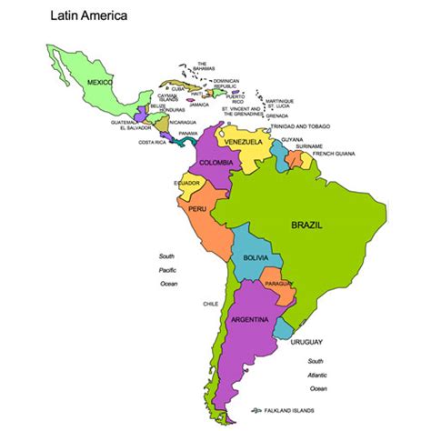 Latin America Regional PowerPoint Map, Countries, Names, Landscape View ...